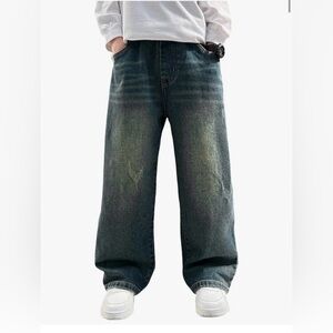 Boys wide leg elastic waist band jeans